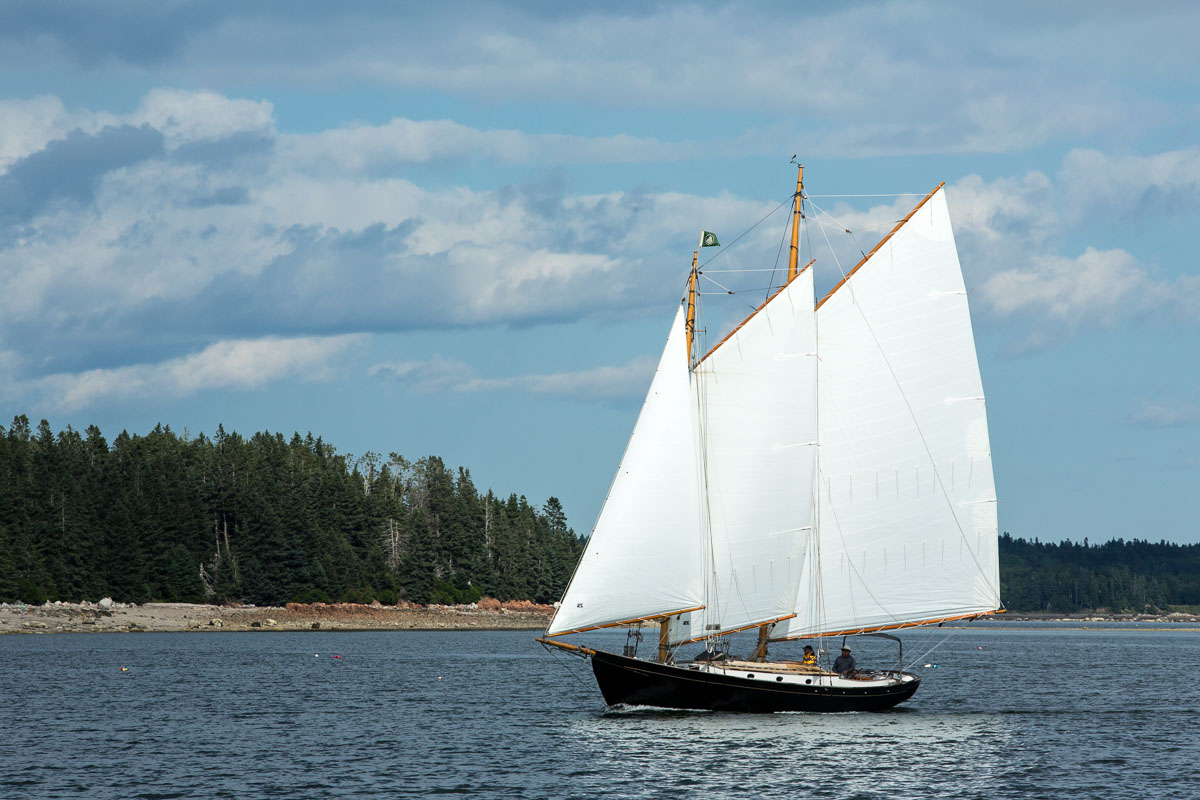 Schooner sailing off Torrey Island, Eggemoggin Reach