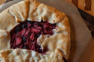 A rustic strawberry and blackberry galette