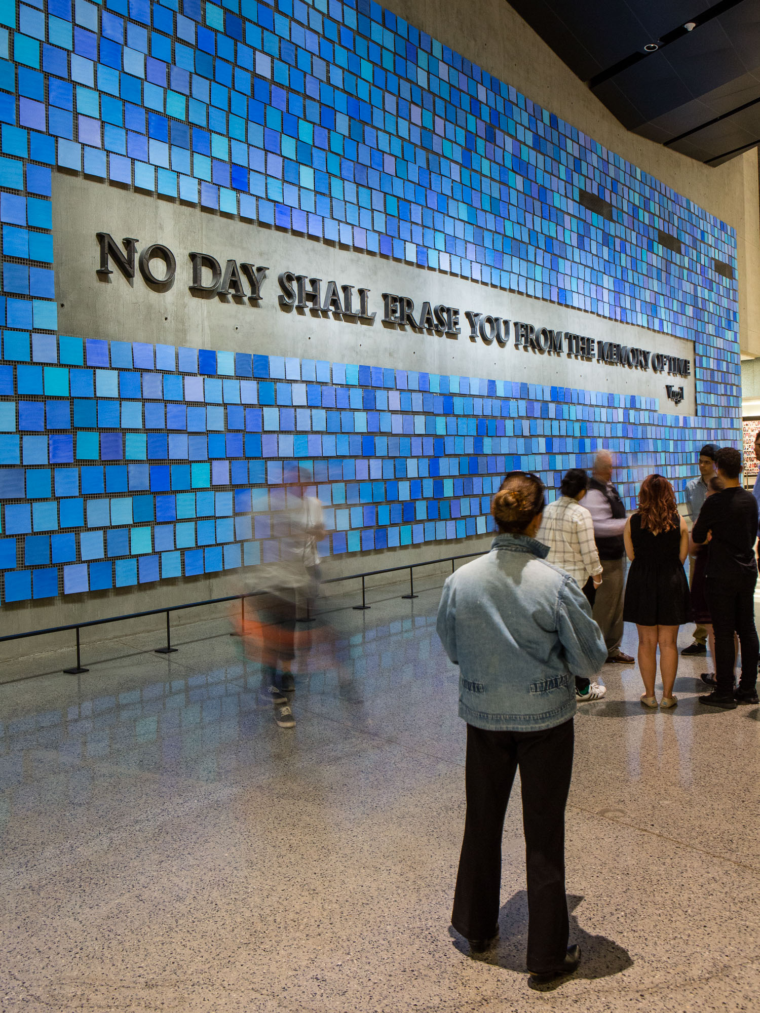 Details of an installation by Spencer Finch, entitled "Trying to remember the color of the sky on that September morning", in the 9/11 Museum.