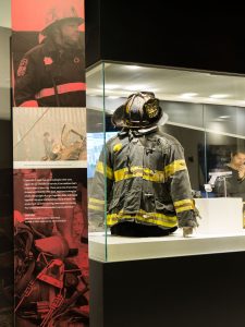 A fireman's turnout coat, a relic of 9/ll. at the 9/11 Tribute Museum.