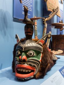A mechanical fish mask from Vancouver Island in the National Museum of the American Indian.