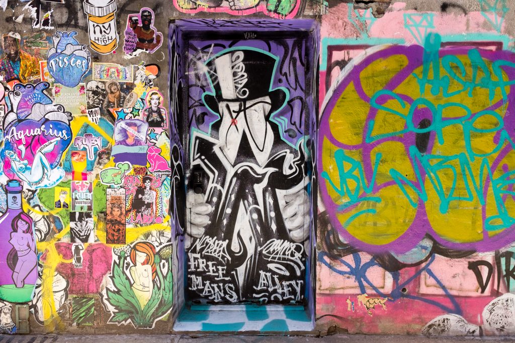 Graffiti in Freeman Alley in New York's Bowery.